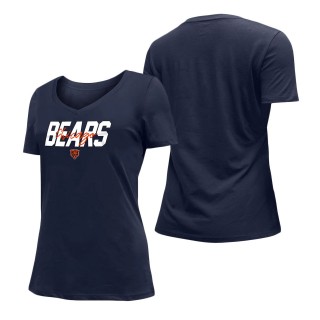 Women's Chicago Bears Navy 2022 NFL Draft V-Neck T-Shirt