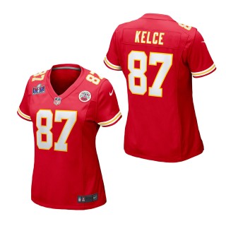 Women's Kansas City Chiefs Travis Kelce Red Super Bowl LVIII Game Jersey