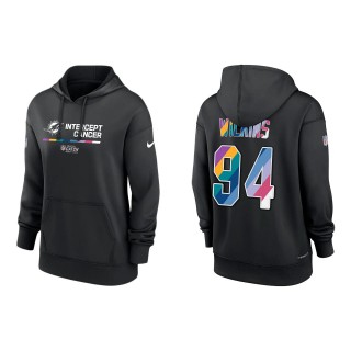 Women's Christian Wilkins Miami Dolphins Black 2022 NFL Crucial Catch Therma Performance Pullover Hoodie