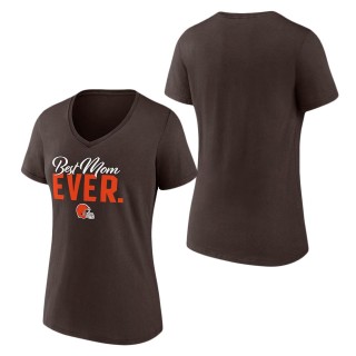 Women's Cleveland Browns Fanatics Branded Brown Best Mom Ever V-Neck T-Shirt