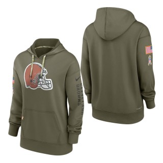 Women's Cleveland Browns Olive 2022 Salute To Service Performance Pullover Hoodie