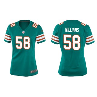 Women's Dolphins Connor Williams Aqua Throwback Game Jersey