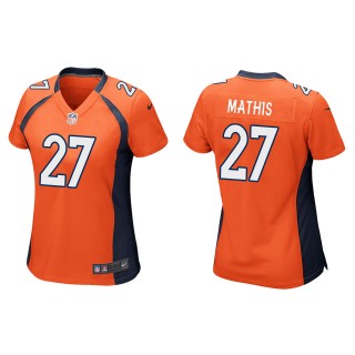 Women's Broncos Damarri Mathis Orange 2022 NFL Draft Game Jersey