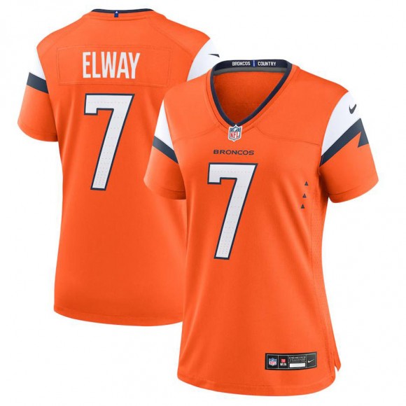 Women's Denver Broncos John Elway Orange Retired Player Game Jersey