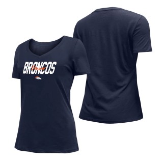 Women's Denver Broncos Navy 2022 NFL Draft V-Neck T-Shirt