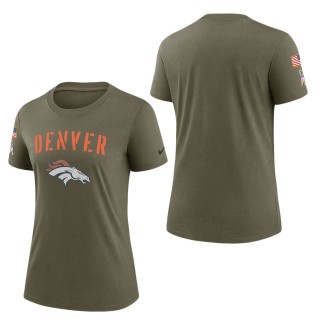 Women's Denver Broncos Olive 2022 Salute To Service Legend T-Shirt