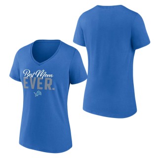 Women's Detroit Lions Fanatics Branded Blue Best Mom Ever V-Neck T-Shirt
