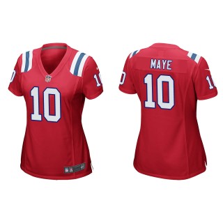Women's Patriots Drake Maye Red Game Jersey