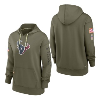Women's Houston Texans Olive 2022 Salute To Service Performance Pullover Hoodie