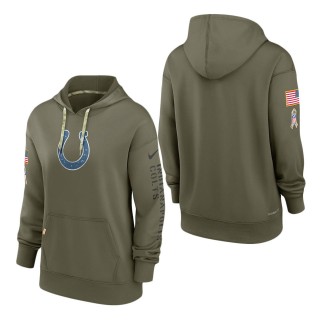 Women's Indianapolis Colts Olive 2022 Salute To Service Performance Pullover Hoodie