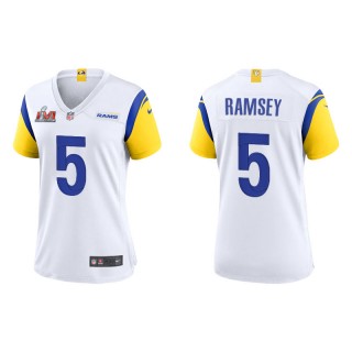 Women's Super Bowl LVI Jalen Ramsey Rams White Game Jersey