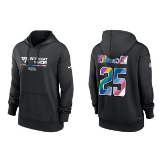 Women's James Robinson Jacksonville Jaguars Black 2022 NFL Crucial Catch Therma Performance Pullover Hoodie