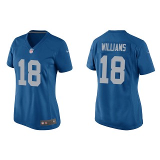 Women's Lions Jameson Williams Blue 2022 NFL Draft Throwback Game Jersey
