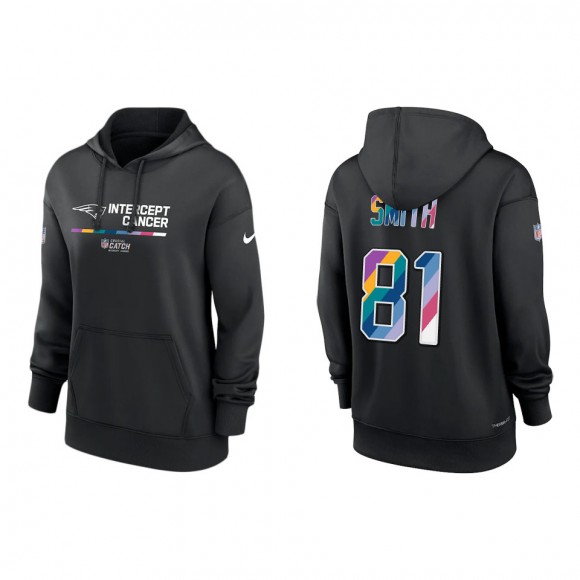 Women's Jonnu Smith New England Patriots Black 2022 NFL Crucial Catch Therma Performance Pullover Hoodie