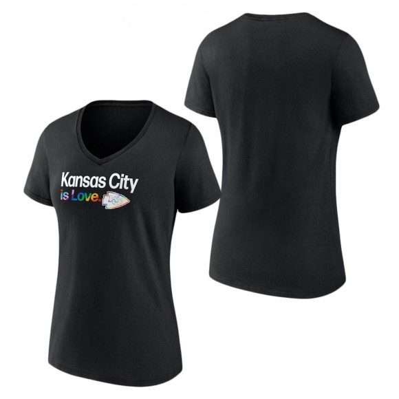 Women's Kansas City Chiefs Fanatics Branded Black City Pride Team V-Neck T-Shirt
