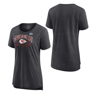 Women's Kansas City Chiefs Fanatics Branded Heather Charcoal Super Bowl LVII Strategy Tri-Blend T-Shirt