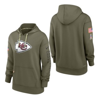 Women's Kansas City Chiefs Olive 2022 Salute To Service Performance Pullover Hoodie
