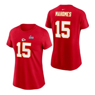 Women's Kansas City Chiefs Patrick Mahomes Nike Red Super Bowl LVII Name & Number T-Shirt