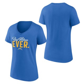 Women's Los Angeles Chargers Fanatics Branded Powder Blue Best Mom Ever V-Neck T-Shirt