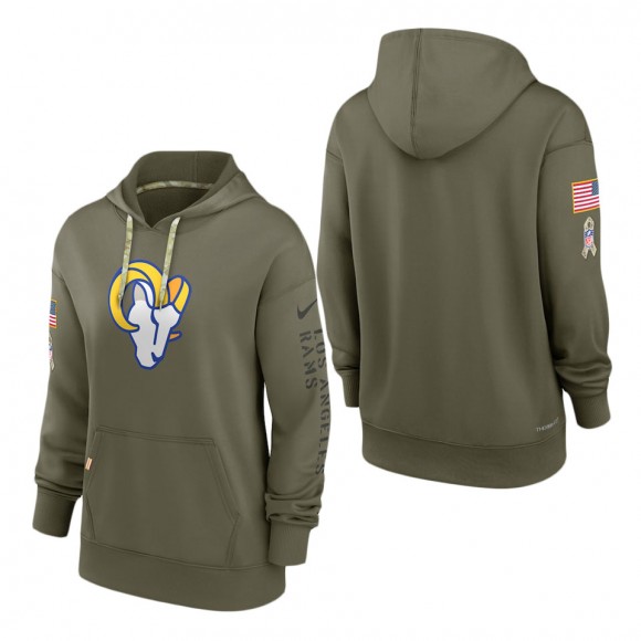 Women's Los Angeles Rams Olive 2022 Salute To Service Performance Pullover Hoodie