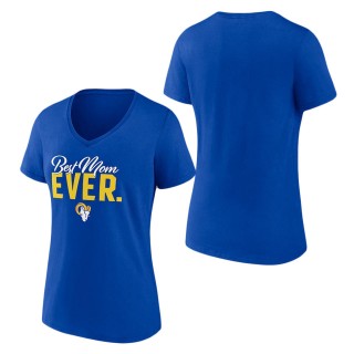 Women's Los Angeles Rams Fanatics Branded Royal Best Mom Ever V-Neck T-Shirt