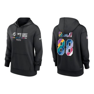 Women's Mike Gesicki Miami Dolphins Black 2022 NFL Crucial Catch Therma Performance Pullover Hoodie