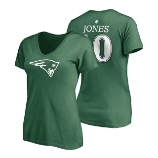 Women's New England Patriots Mac Jones Kelly Green St. Patrick's Day Player Icon V-Neck T-Shirt
