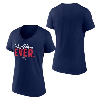 Women's New England Patriots Fanatics Branded Navy Best Mom Ever V-Neck T-Shirt