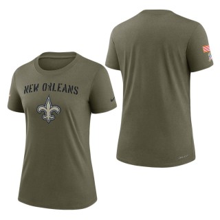 Women's New Orleans Saints Olive 2022 Salute To Service Legend T-Shirt