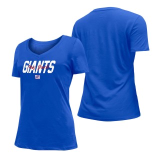 Women's New York Giants Royal 2022 NFL Draft V-Neck T-Shirt