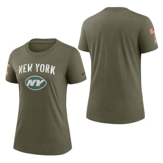 Women's New York Jets Olive 2022 Salute To Service Legend T-Shirt