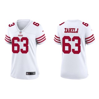 Women's 49ers Nick Zakelj White 2022 NFL Draft Game Jersey