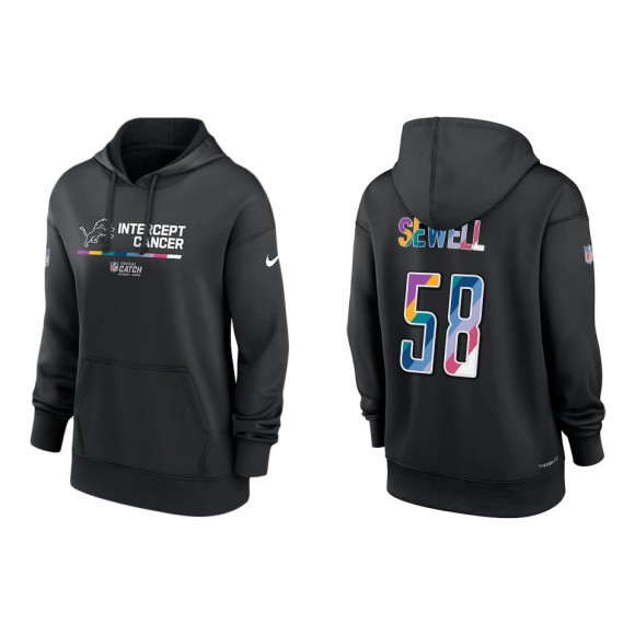 Women's Penei Sewell Detroit Lions Black 2022 NFL Crucial Catch Therma Performance Pullover Hoodie