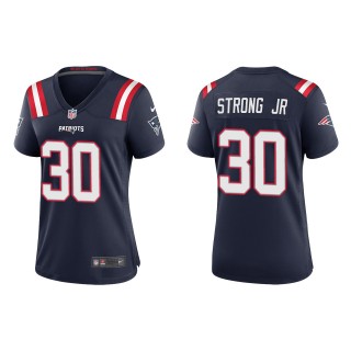 Women's Patriots Pierre Strong Jr. Navy 2022 NFL Draft Game Jersey