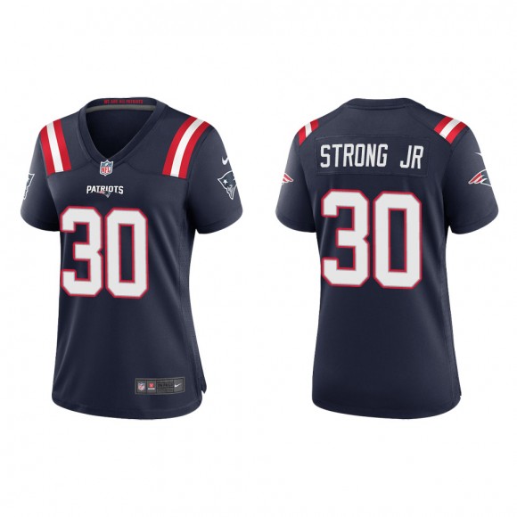 Women's Patriots Pierre Strong Jr. Navy 2022 NFL Draft Game Jersey