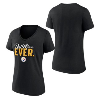 Women's Pittsburgh Steelers Fanatics Branded Black Best Mom Ever V-Neck T-Shirt