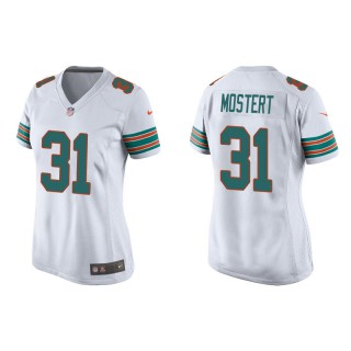 Women's Dolphins Raheem Mostert White Throwback Game Jersey