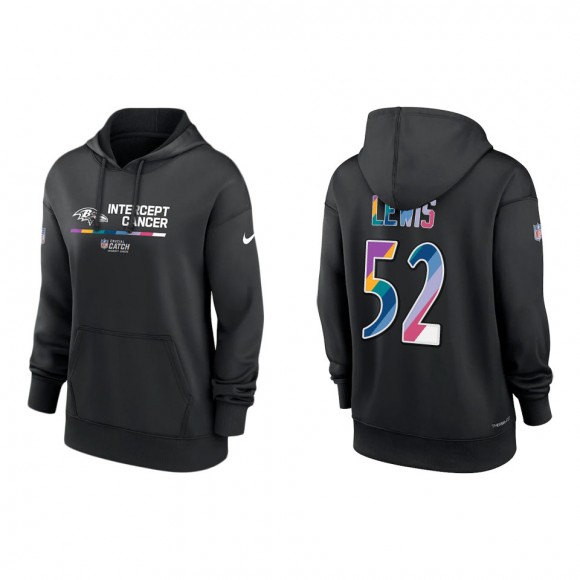 Women's Ray Lewis Baltimore Ravens Black 2022 NFL Crucial Catch Therma Performance Pullover Hoodie