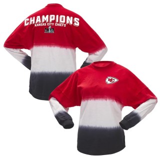 Women's Chiefs Red White Super Bowl LVIII Champions Ombre Long Sleeve T-Shirt