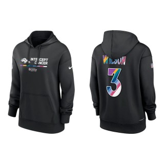 Women's Russell Wilson Denver Broncos Black 2022 NFL Crucial Catch Therma Performance Pullover Hoodie