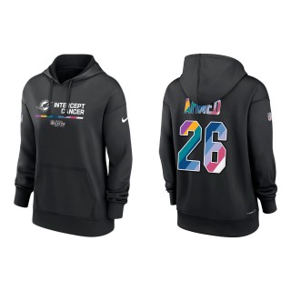 Women's Salvon Ahmed Miami Dolphins Black 2022 NFL Crucial Catch Therma Performance Pullover Hoodie