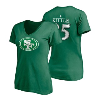 Women's San Francisco 49ers George Kittle Kelly Green St. Patrick's Day Player Icon V-Neck T-Shirt