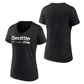 Women's Seattle Seahawks Fanatics Branded Black City Pride Team V-Neck T-Shirt