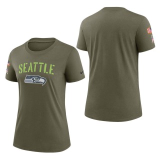 Women's Seattle Seahawks Olive 2022 Salute To Service Legend T-Shirt