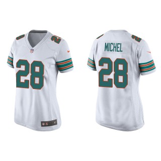 Women's Miami Dolphins Sony Michel White Throwback Game Jersey