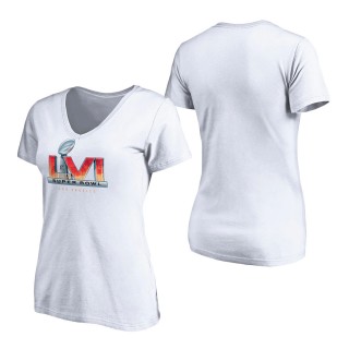 Women's Super Bowl LVI Fanatics Branded White High Logo V-Neck T-Shirt