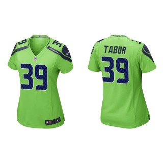 Women's Seattle Seahawks Teez Tabor Neon Green Game Jersey