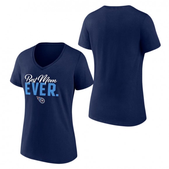 Women's Tennessee Titans Fanatics Branded Navy Best Mom Ever V-Neck T-Shirt