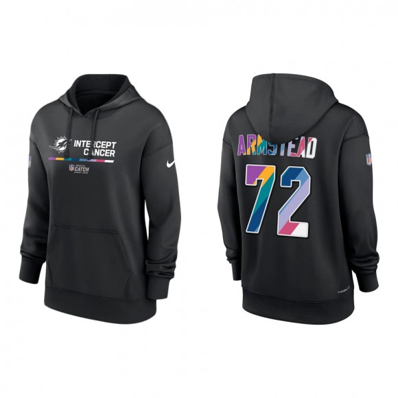 Women's Terron Armstead Miami Dolphins Black 2022 NFL Crucial Catch Therma Performance Pullover Hoodie