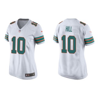 Women's Dolphins Tyreek Hill White Throwback Game Jersey